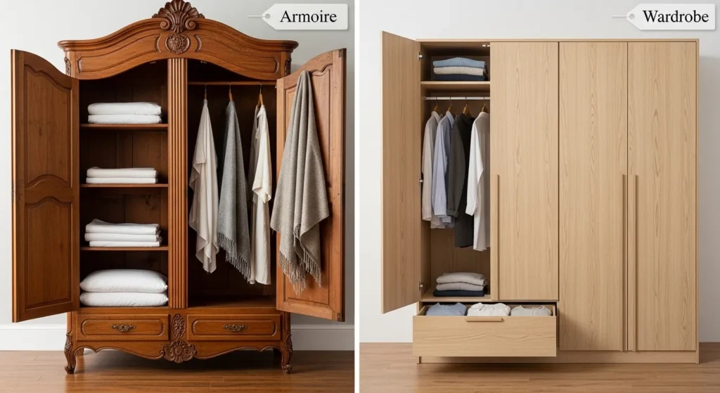 Difference Between Armoire and Wardrobe