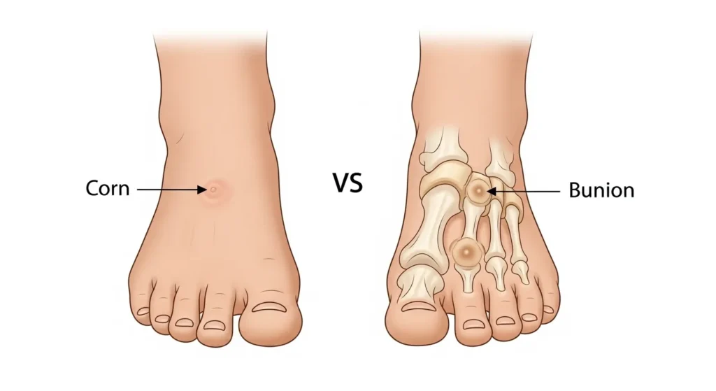 Difference Between Corn and Bunion