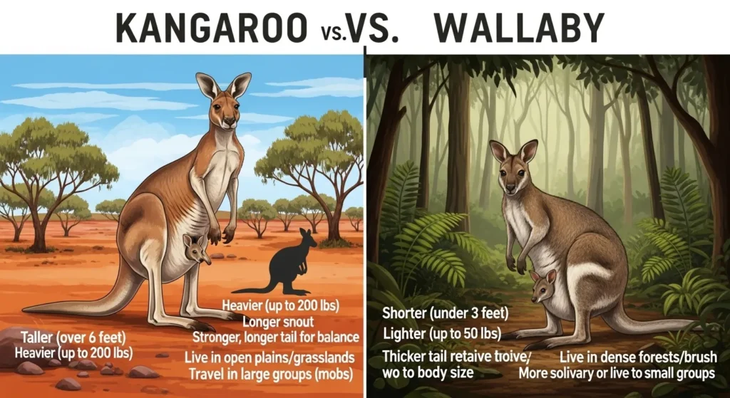 Difference Between the Main Keywords kangaroo and wallaby
