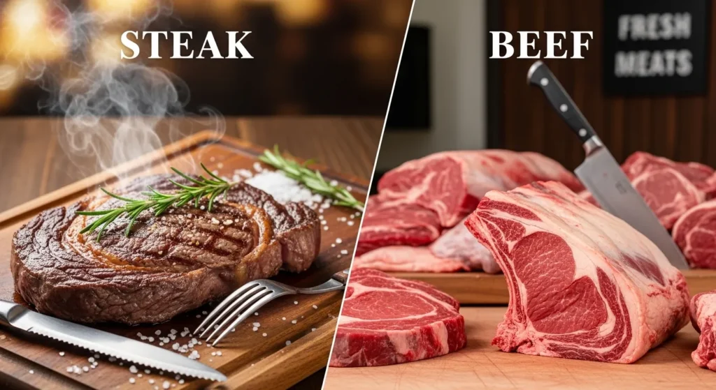 Difference Between the Main Keywords Steak and Beef