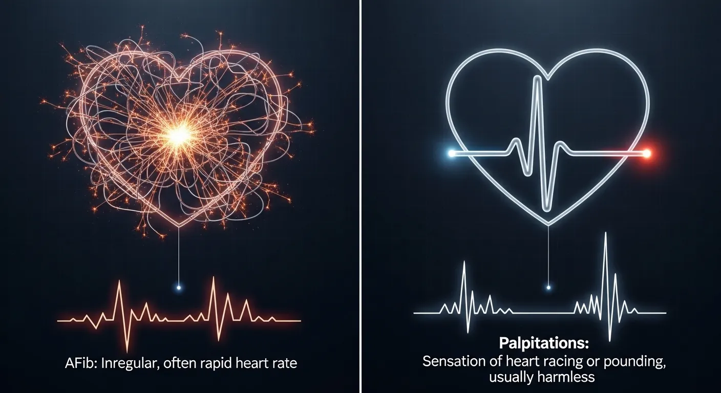 difference between afib and palpitations