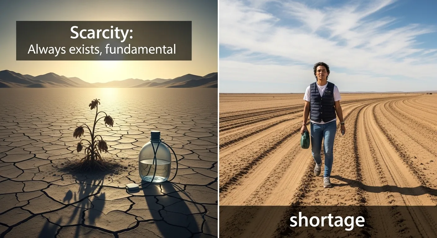 difference between shortage and scarcity