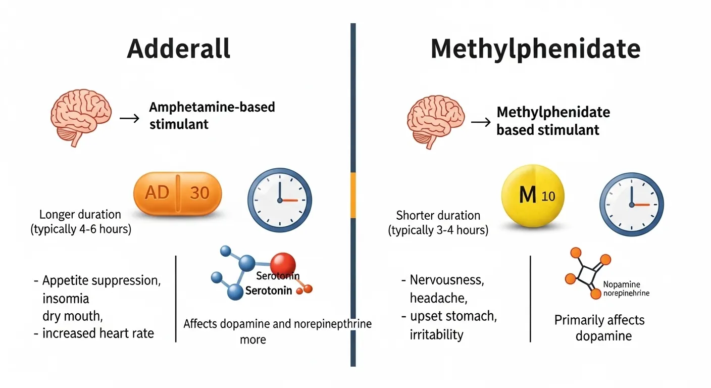 difference between adderall and methylphenidate