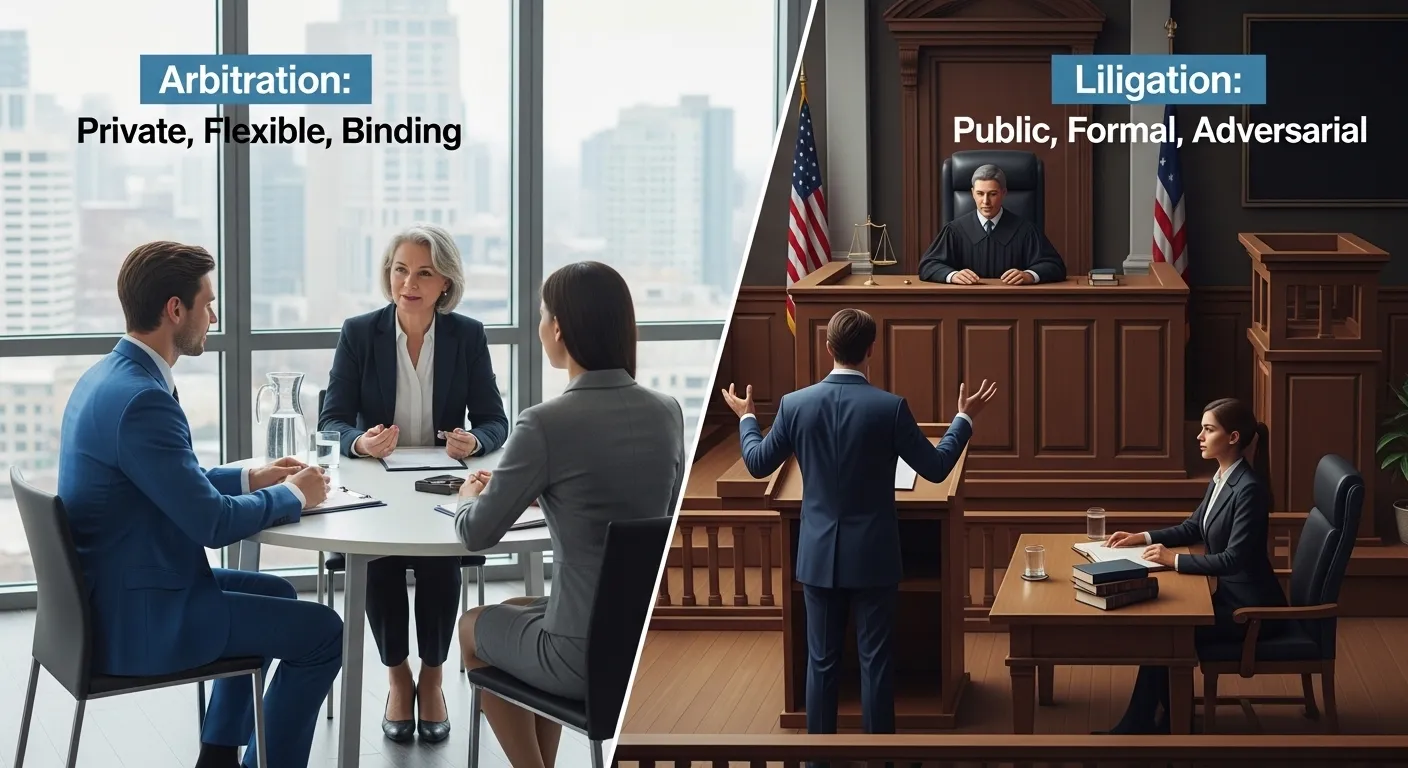 difference between arbitration and litigation