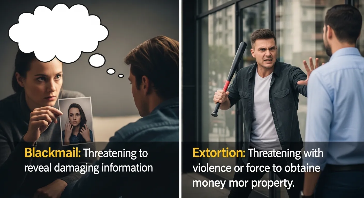 difference between blackmail and extortion