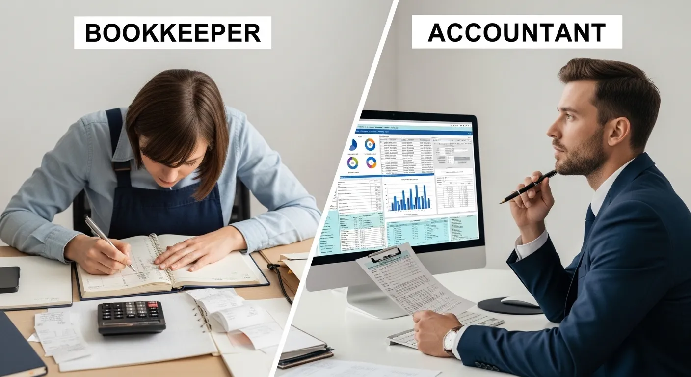 difference between bookkeeper and accountant