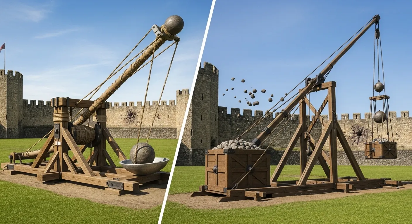 difference between catapult and trebuchet
