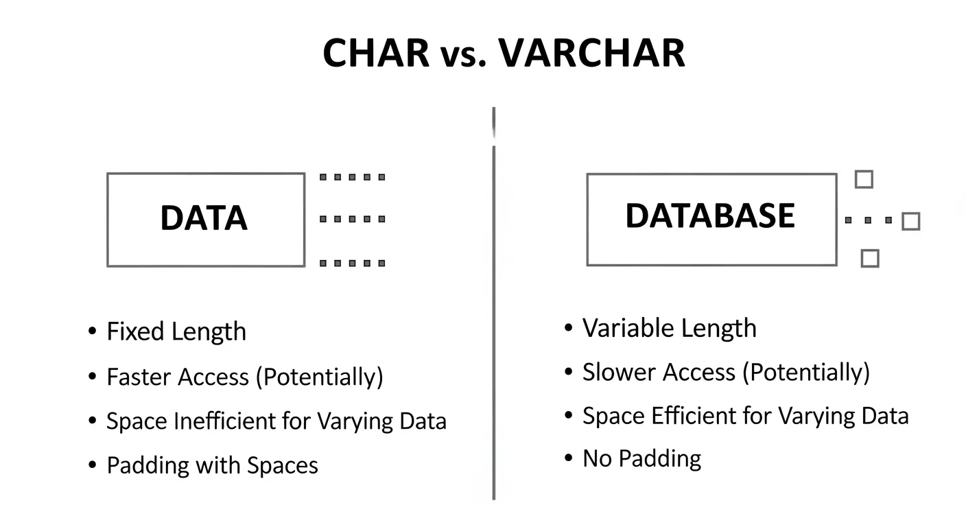 difference between char and varchar