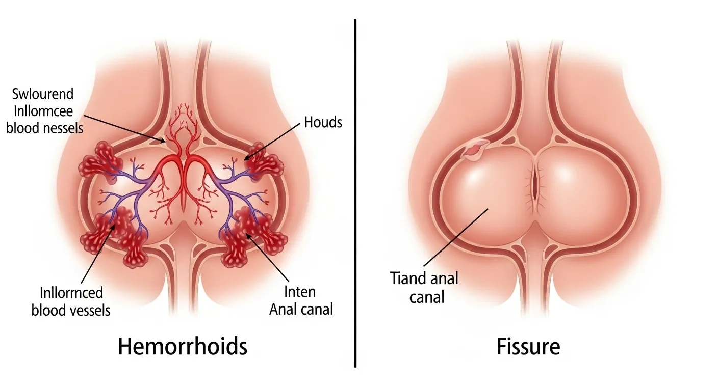 difference between hemorrhoids and fissures