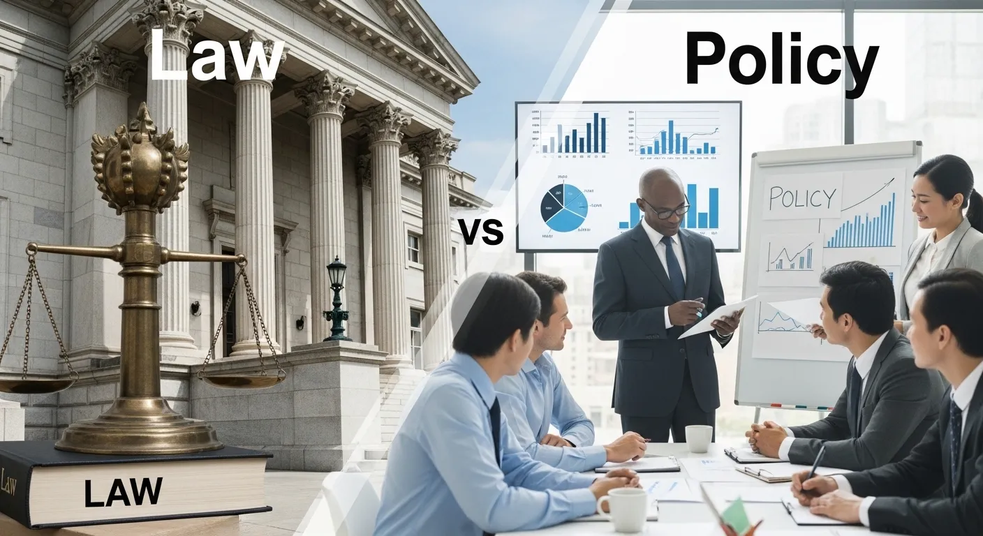 difference between law and policy