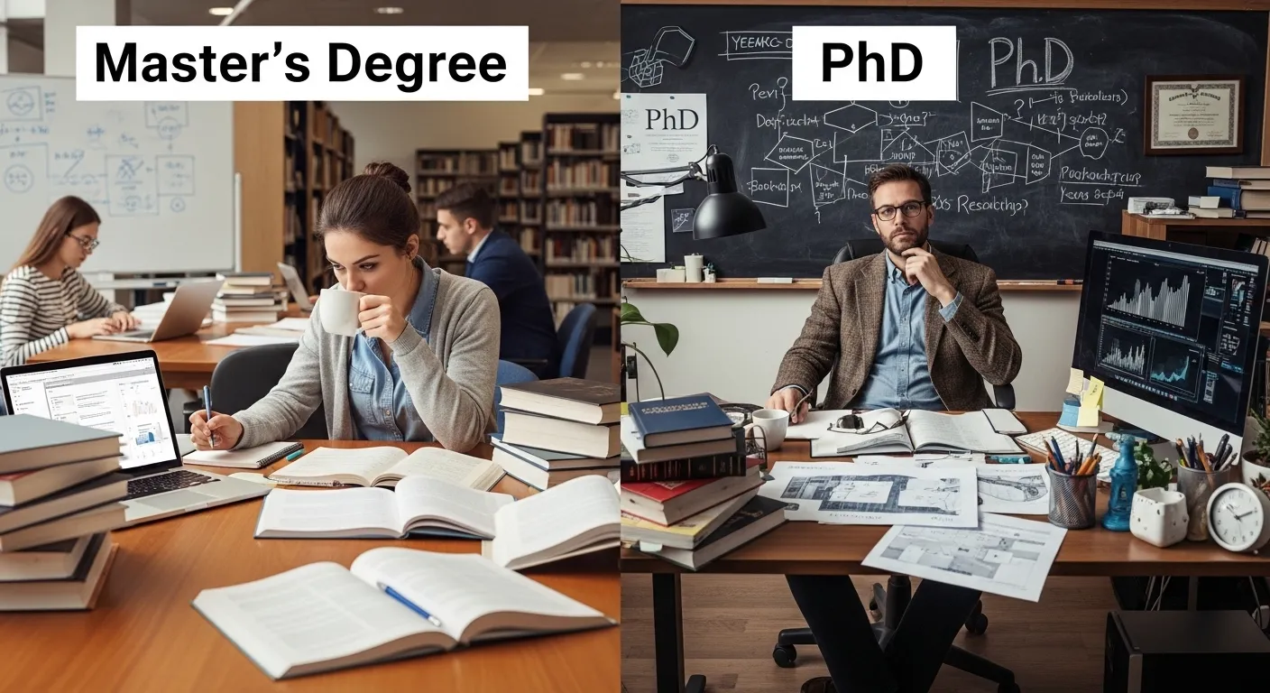 difference between masters and phd