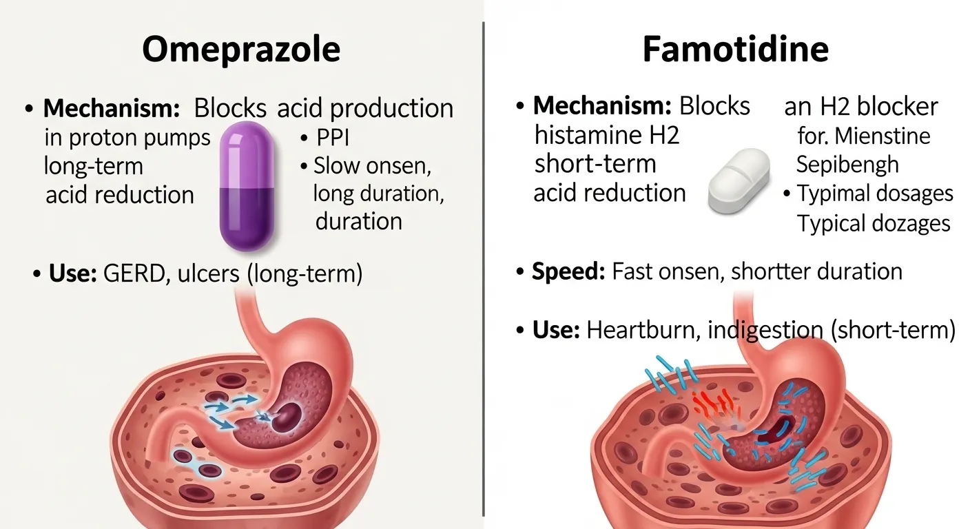 difference between omeprazole and famotidine