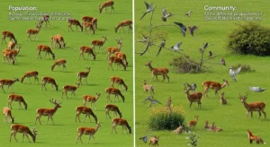 difference between population and community