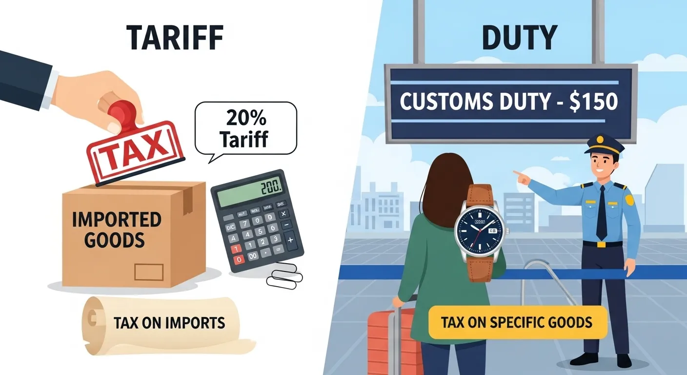difference between tariff and duty